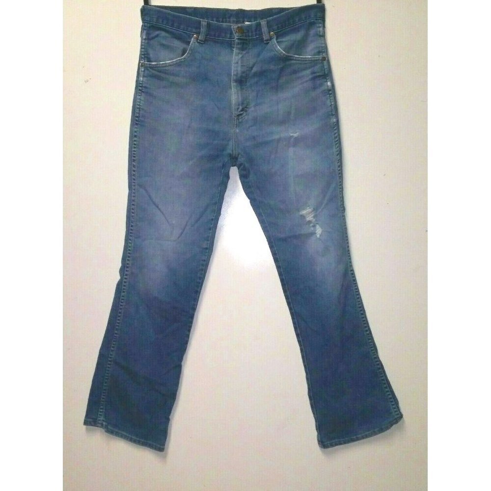 David Taylor Mens jeans 32x30 bootcut distressed ripped stretch blue mid rise